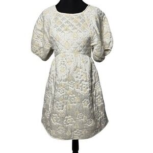 NWT Kimchi Blue Astrid Quilted Babydoll Mini Dress Ivory Dollette XS Romantic